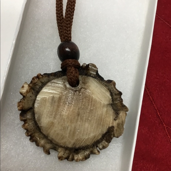 Handmade Old Nickel set in Wood Necklace - Picture 5 of 5